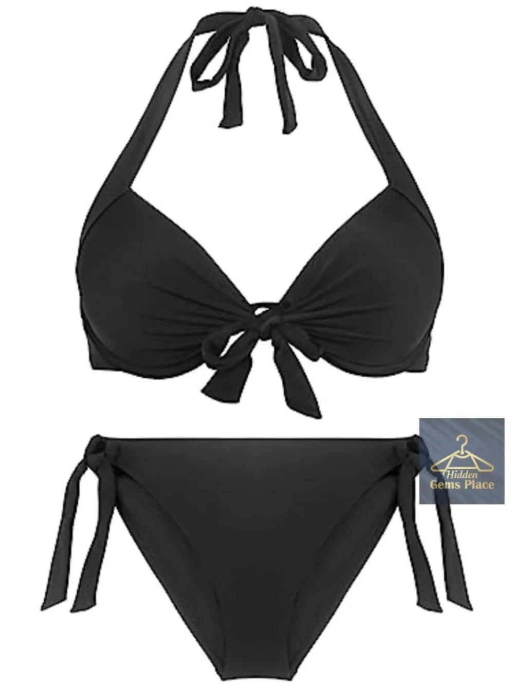 Push Up Halter Bikini Set with Underwire & Tie Side Bottom